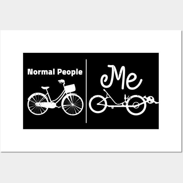 Normal bikers vs recumbent bikers / recumbent bicycle gifts, recumbent lover present Wall Art by Anodyle